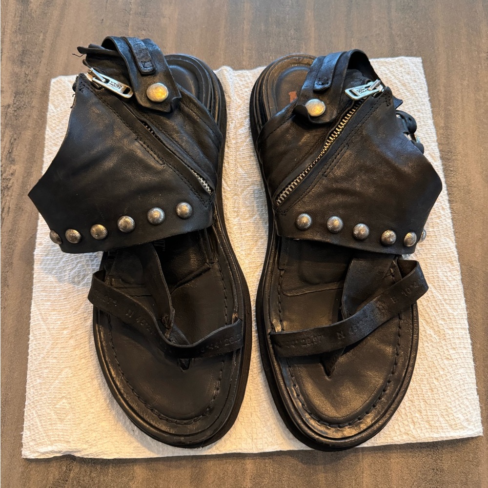 A. S. 98 Black Sandals- size 9